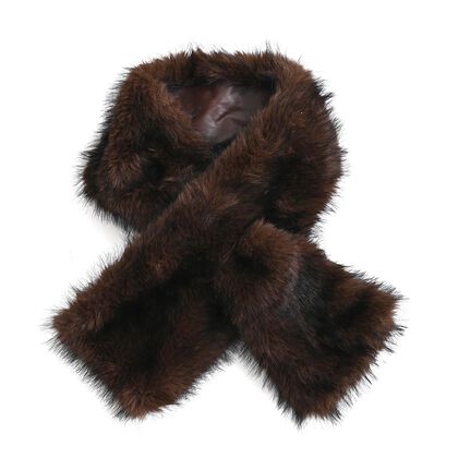 Schal mit Kunstfell in Felloptik, Einheitsgr&ouml;&szlig;e, Dunkelbraun