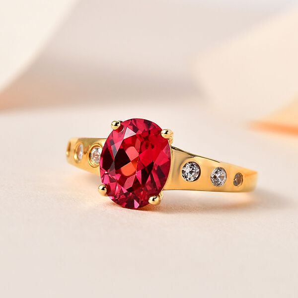 Labor Padparadscha Saphir und Zirkon Ring - 2,76 ct. image number 2