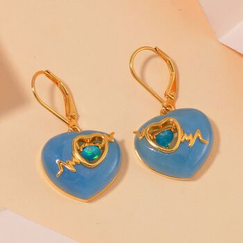 Blaue Jade, Miami Blau Welo Opal Ohrringe 925 Silber Gelbgold Vermeil ca. 17,00 ct