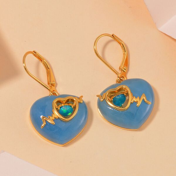 Blaue Jade, Miami Blau Welo Opal Ohrringe 925 Silber Gelbgold Vermeil ca. 17,00 ct image number 2