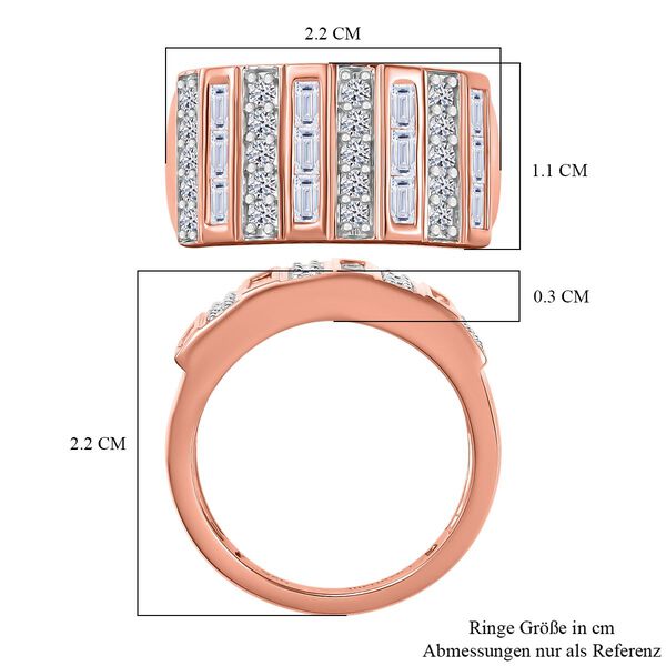 LUXURIANT SGL zertifizierter SI-GH Labor Diamant Ring, 925 Silber rhodiniert und 750 Ros&eacute;gold Vermeil - 1 ct. image number 6