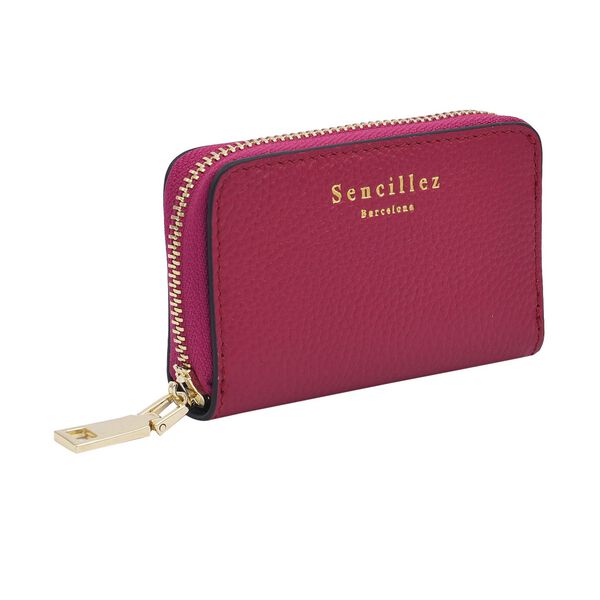 PREMIERE - SENCILLEZ Geldb&ouml;rse aus 100% echtem Leder und RFID Schutz, Gr&ouml;&szlig;e 12x2x8 cm, Fuchsia image number 2