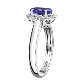 Rhapsody AAAA Tansanit, Wei&szlig;er Diamant Ring 950 Platin (Gr&ouml;&szlig;e 17.00) ca. 1,76 ct