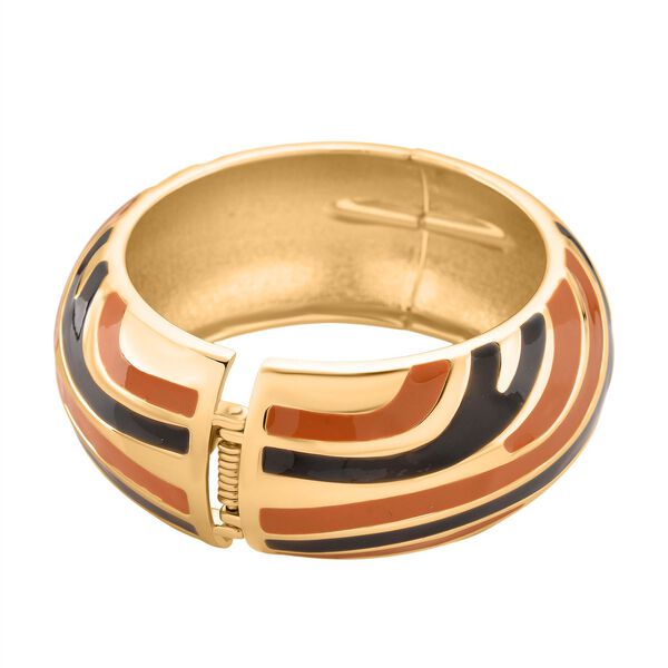 Emaille-Armreif im Wellen-Design, ca. 18 cm, Braun image number 5