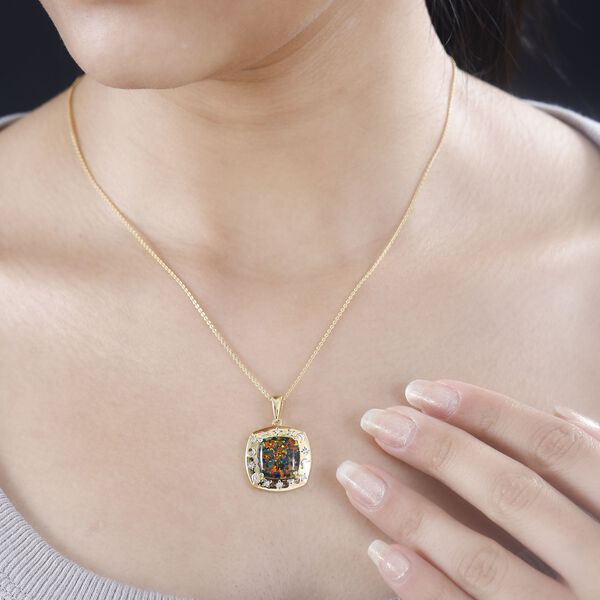 Schwarzer Labor Opal und weißer Zirkon Anhänger, ca. 2,74 ct. image number 3