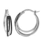 Schwarzer Spinell Creolen 925 Silber rhodiniert ca. 0,96 ct