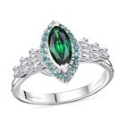 AAAA Tsavorite Granat, Weißer Diamant Ring 950 Platin (Größe 18.00) ca. 1,50 ct