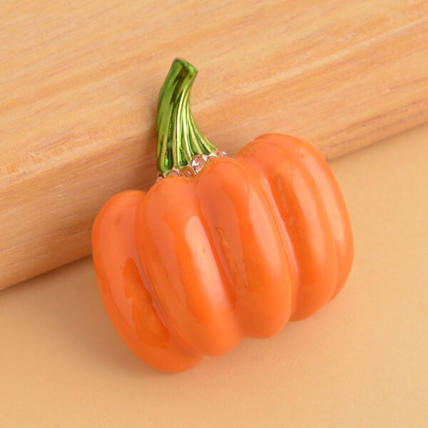 Wei&szlig;e Kristall K&uuml;rbis-Brosche image number 2