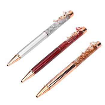 LIVMORE 3er-Set Kugelschreiber mit 3 blauen Tinten und Geschenkbox, Wei&szlig;, rot und gold, 14x1cm