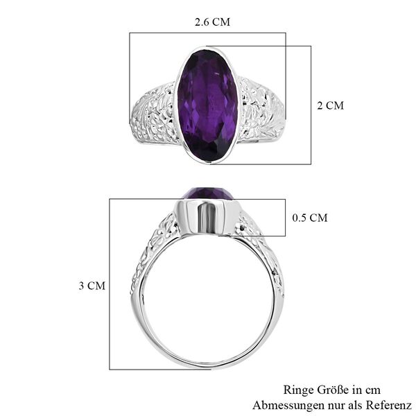Royal Bali - Afrikanischer Amethyst Ring, 925 Silber, (Gr&ouml;&szlig;e 19.00), ca. 7.34 ct image number 5
