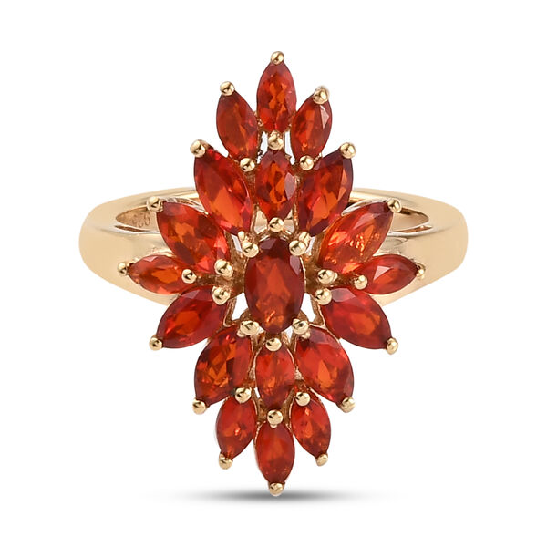 Mexikanischer Kirschd Feuer-Opal Ring 925 Silber vergoldet  ca. 1,44 ct image number 0