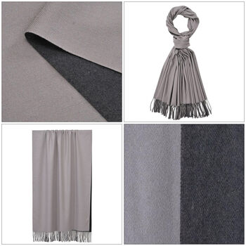 Luxuri&ouml;ser Winterschal mit Fransen, Lila/Dunkelgrau