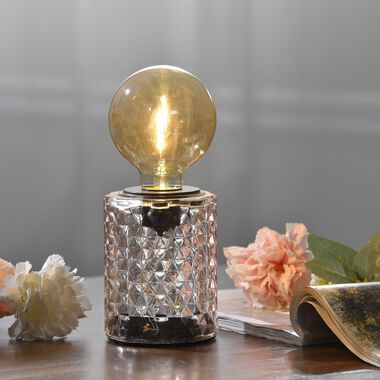 Vintage Edison Lampe aus Glas, Rosenholz