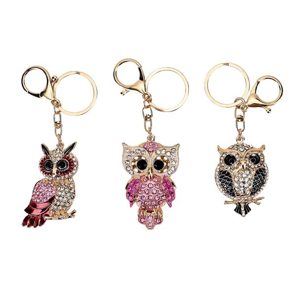 Set of 3 Schlüsselanhänger mit Strass -Elefanten,, ca. 13 cm