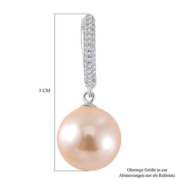 Weiße Zirkonia und Muschelkernperle Ohrhänger, 925 Silber rhodiniert image number 6
