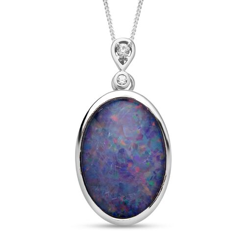 Boulder Opal Triplett und Zirkon-Anhänger mit 45cm Kette - 6,53 ct. image number 0