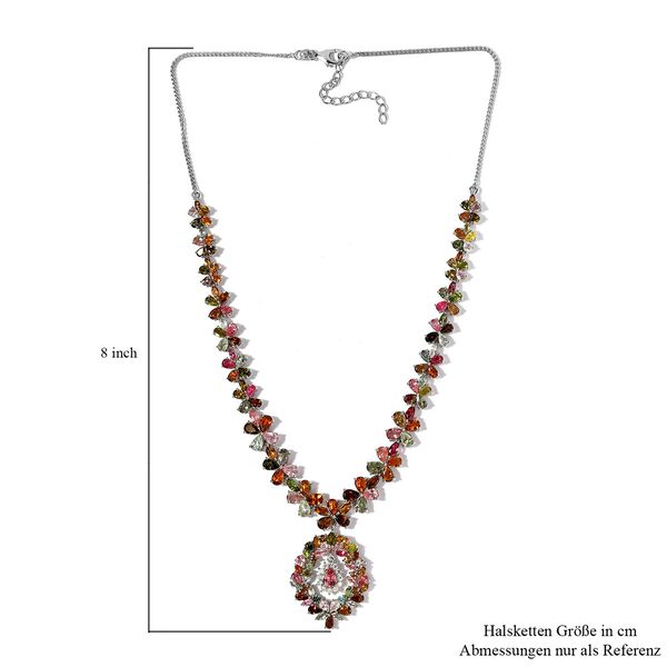Nat&uuml;rliche, mehrfarbige Turmalin und Moissanit-Halskette, 45 cm - 28,75 ct. image number 6