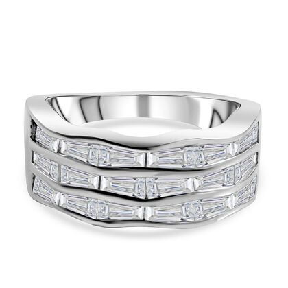 Lustro Stella - Weißer Zirkonia Ring, 925 Silber platiniert, ca. 5.40 ct