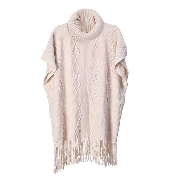 LA MAREY - Poncho mit Quasten, Beige image number 0