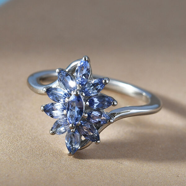 Tansanit Ring 925 Silber platiniert  ca. 0,99 ct image number 2