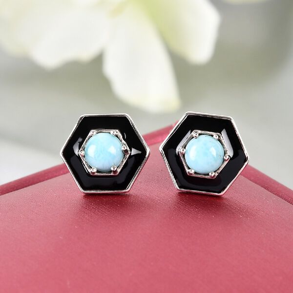 Larimar Ohrstecker 925 Silber platiniert ca. 1,13 ct image number 2