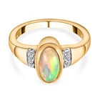 Natürlicher, äthiopischer Opal und weißer Zirkon-Ring, 925 Silber vergoldet  ca. 0,91 ct image number 0