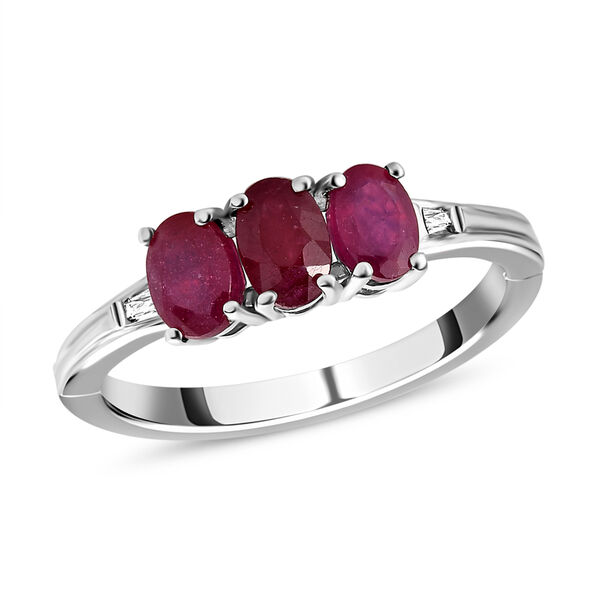 Afrikanischer Rubin (Fissure gefüllt) und weißer Zirkon Ring mit Öffnungsmechanismus, 925 Silber platiniert (Größe 21.00) ca. 2.23 ct image number 4