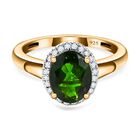 Natürlicher Chromdiopsid, Weißer Diamant Ring, 925 Silber Gelbgold Vermeil (Größe 16.00) ca. 2.01 ct