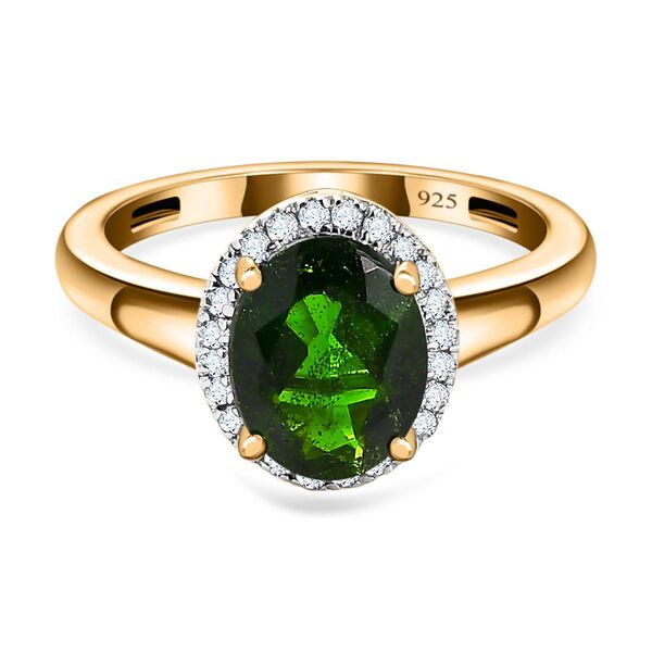 Natürlicher Chromdiopsid und weißer Diamant Ring, ca. 2.01 ct image number 0