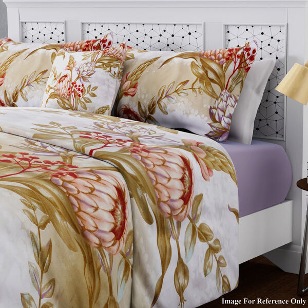 3er-Set: Bettbezug und 2mal Kissenbez&uuml;ge, Blattmuster und Blumenmuster image number 1