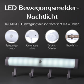 LED Bewegungsmelder-Nachtlicht mit 4 Haken