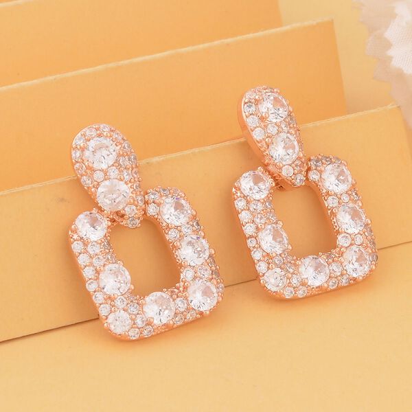 Weißer Zirkonia Ohrringe, roséfarben, ca. 0.60 ct image number 2