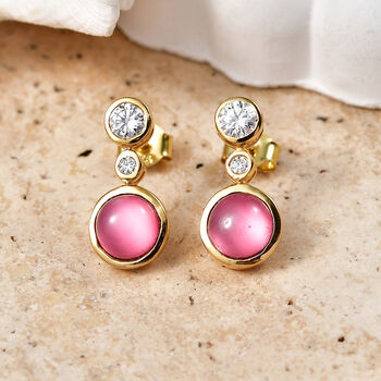 D'Joy Flamingo Mondstein und Moissanit Ohrringe - 3,22 ct.