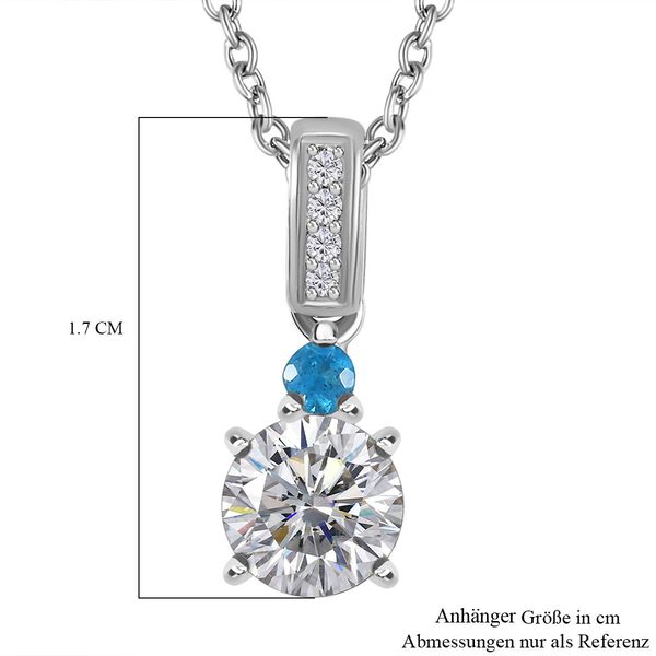 Moissanit, Neon Apatit Anh&auml;nger mit Kette, 925 Silber rhodiniert ca. 1.08 ct image number 7