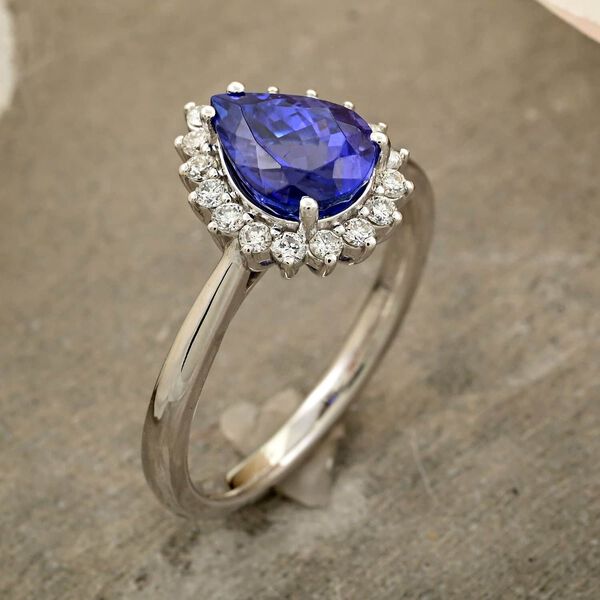 RHAPSODY zertifiziert und gepr&uuml;ft AAAA Tansanit und VS-EF Diamant Ring in 950 Platin - 2,15 ct. image number 1