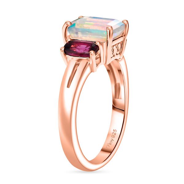 D'Joy AA Natürlicher, äthiopischer Welo Opal, Natürlicher Rhodolith Granat Ring 925 Silber rosévergoldet (Größe 20.00) ca. 1.76 ct image number 4