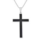 Shungit Kreuz-Anhänger mit Kette, 60 cm, Edelstahl 0.20 ct