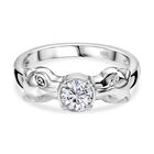 Moissanit Ring 925 Silber rhodiniert (Größe 19.00) ca. 0,43 ct