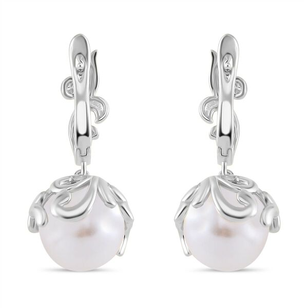 Weiße Muschelkernperle Ohrringe Messing image number 5