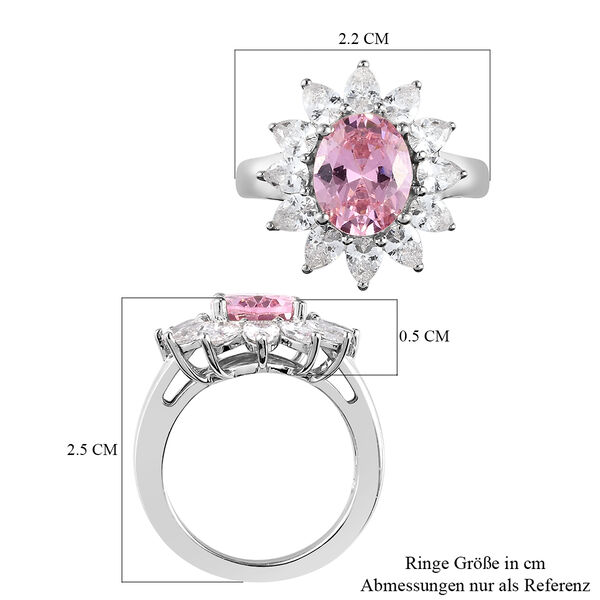 Rosa und Wei&szlig;er Zirkonia Ring Messing Ionenbeschichtetes Platin image number 7