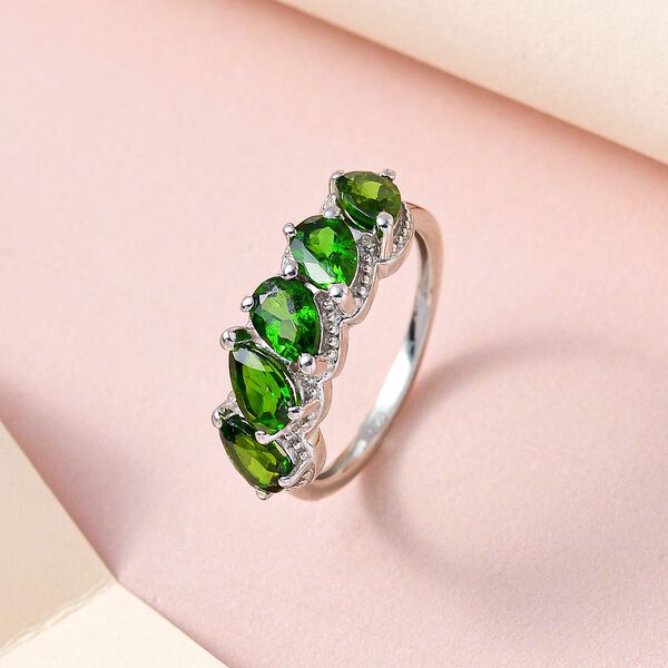 Natürlicher Chromdiopsid Ring, 925 Silber platiniert (Größe 21.00) ca. 2.18 ct image number 2