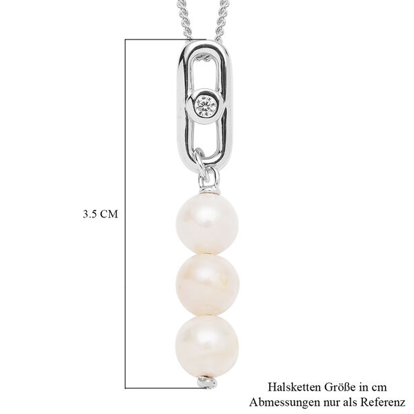 Japanische Akoya Perle und Zirkon Anh&auml;nger mit Kette 45 cm 925 Silber rhodiniert ca. 0,05 ct image number 6