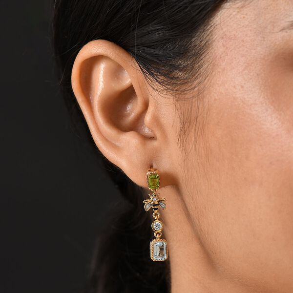 GP Trionfo Kollektion - Himmelblaue Topas, Peridot, Zirkon und blaue Saphir Ohrringe - 4,26 ct. image number 4