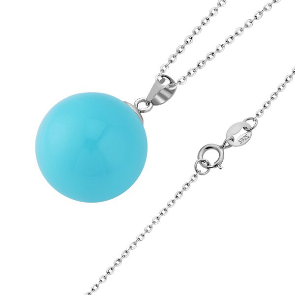 2er Set - Türkis Muschelkernperlen Ohrringe und Anhänger mit Kette Schmuckset, Edelstahl, 925 Silber rhodiniert image number 4