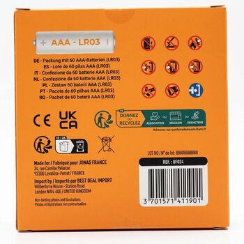 Tekkin Digital Power Alkaline Batterien AAA LR03, 60er Set