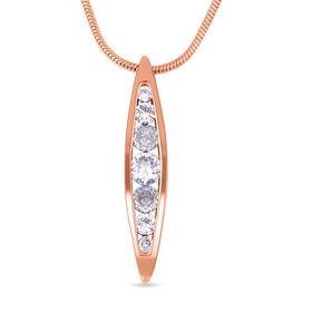 Weiße Zirkonia Halskette, ca. 70 cm, roséfarben