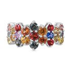 Mehrfarbiger Saphir Ring, 925 Silber rhodiniert, (Größe 19.00) ca. 3.18 ct