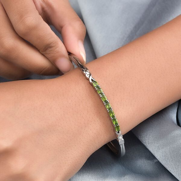 Natürlicher Chromdiopsid Armreif, ca. 19 cm, Edelstahl, ca. 1.86 ct image number 2
