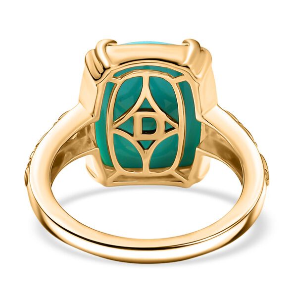 D'Joy AA Sleeping Beauty Türkis, Weißer Diamant Ring 925 Silber 750 Gelbgold Vermeil (Größe 18.00) ca. 7.06 ct image number 4