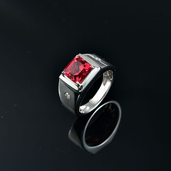 Lab Grown Padparadscha-Saphir , Lab Grown Diamant Ring 925 Silber rhodiniert (Gr&ouml;&szlig;e 17.00) ca. 3.27 ct